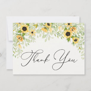 Sunflower et verdure Carte de note Merci