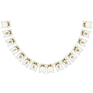 Sunflower Eucalyptus Botanical Chic Bridal Shower Bunting Flags