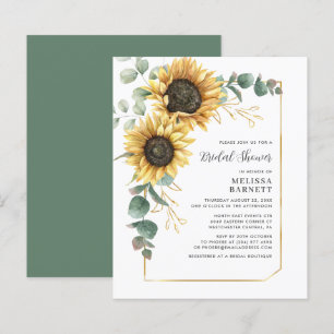 Sunflower Eucalyptus Bridal Shower Floral Invites