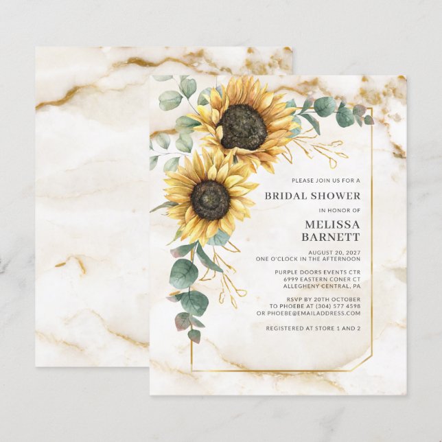 Sunflower Eucalyptus Bridal Shower Invitation (Front/Back)
