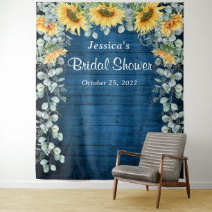 Sunflower Eucalyptus Bridal Shower Photo Backdrop Tapestry