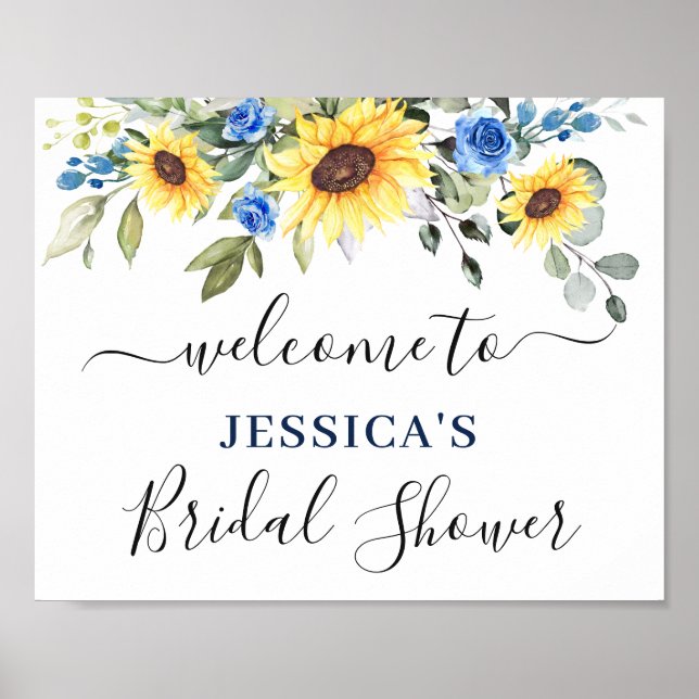 Sunflower Eucalyptus BRIDAL SHOWER Welcome Sign (Front)