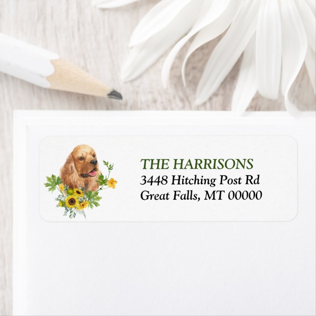 Sunflower Eucalyptus Buff Cocker Spaniel (Insitu)
