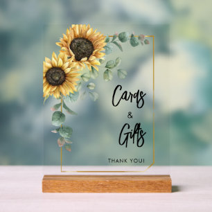 Sunflower Eucalyptus Cards and Gifts Bridal Shower Acrylic Sign