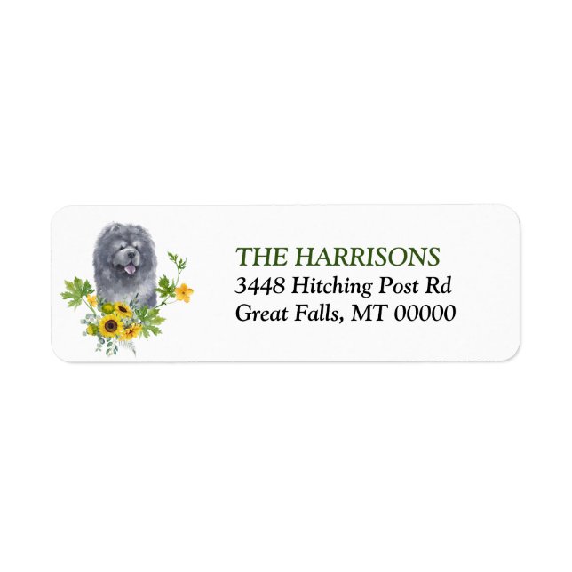 Sunflower Eucalyptus Chow Chow Dog Label (Front)