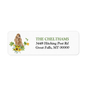 Sunflower Eucalyptus Cocker Spaniel Return Address
