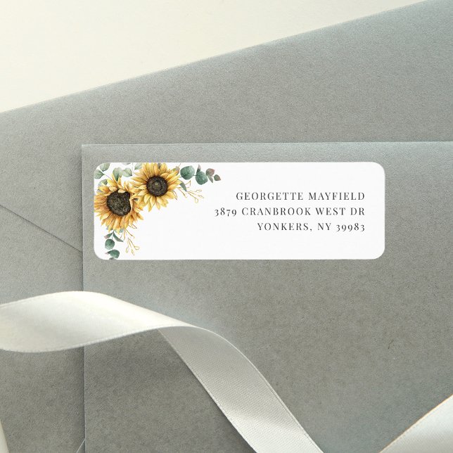 Sunflower Eucalyptus Floral Adresse de retour (Sunflower Eucalyptus Floral Return Address Label)