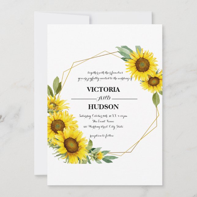 Sunflower Eucalyptus Floral Botanical Invitation (Front)