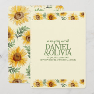 Sunflower Eucalyptus Floral Botanical Wedding Invitation