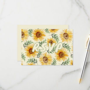 Sunflower Eucalyptus Floral Botanical Wedding RSVP Card