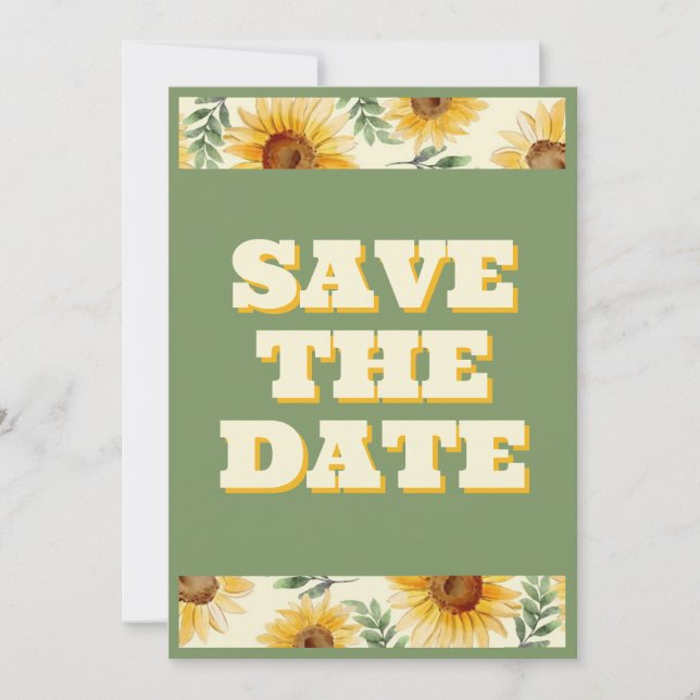 Sunflower Eucalyptus Floral Botanical Wedding Save The Date (Front)