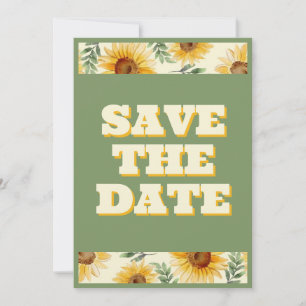 Sunflower Eucalyptus Floral Botanical Wedding Save The Date