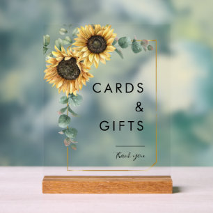 Sunflower Eucalyptus Floral Cartes de mariage et c