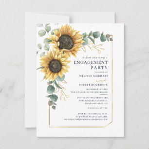 Sunflower Eucalyptus Floral Engagement Party Invitation
