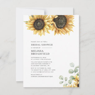 Sunflower Eucalyptus Floral Greenery Bridal Shower Invitation