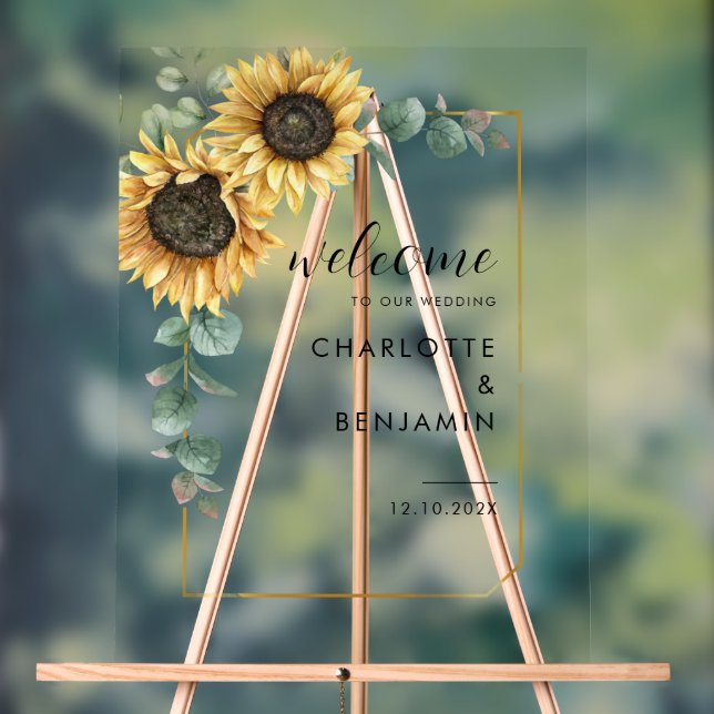 Sunflower Eucalyptus Floral Mariage Bienvenue (Neutre)