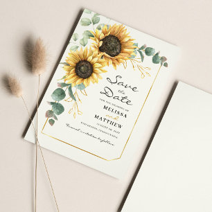 Sunflower Eucalyptus Floral Save The Date Flyer