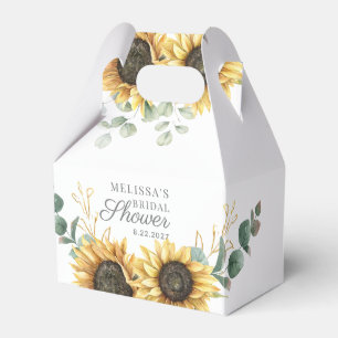 Sunflower Eucalyptus Floral Script Bridal Shower Favor Box