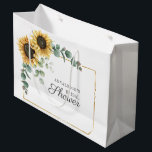 Sunflower Eucalyptus Floral Script Bridal Shower Large Gift Bag<br><div class="desc">Sunflower Eucalyptus Leaves Script Bridal Shower gift  bag featuring botanical floral with geometric faux gold foil frame. Easily replace the placeholder text with your details by clicking the "Personalize" button</div>