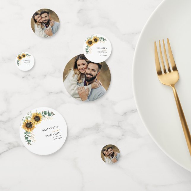 Sunflower Eucalyptus Floral Wedding Confetti (Group)
