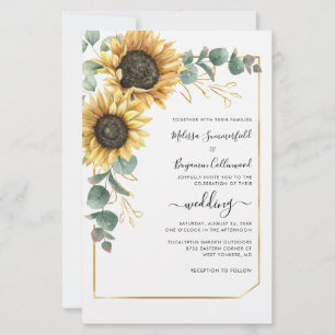 Sunflower Eucalyptus Floral Wedding Invitation