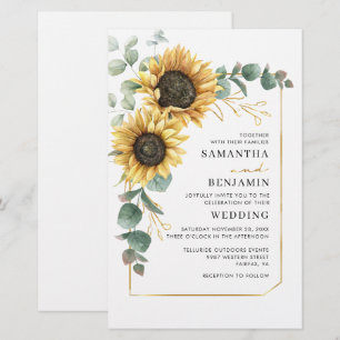 Sunflower Eucalyptus Floral Wedding Invitation