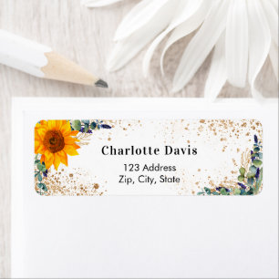 Sunflower eucalyptus glitter dust return address 