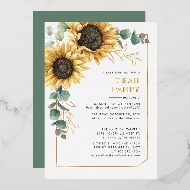 Sunflower Eucalyptus Graduation 2025 Party (Front/Back)