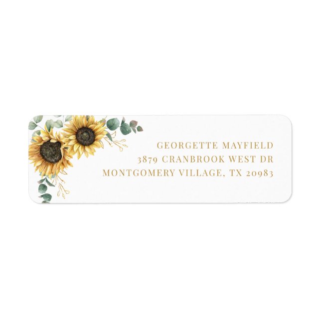Sunflower Eucalyptus Greenery Adresse de retour (Devant)