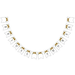 Sunflower Eucalyptus Greenery Boho Bridal Shower Bunting Flags