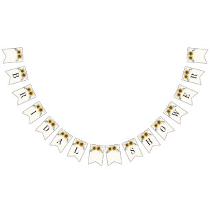 Sunflower Eucalyptus Greenery Boho Bridal Shower Bunting Flags