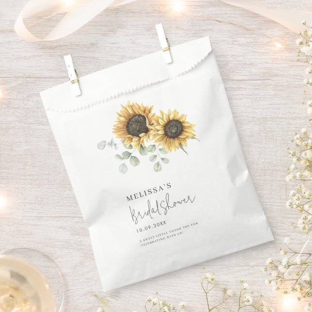 Sunflower Eucalyptus Greenery Bridal Shower Favour Bag (Clipped)