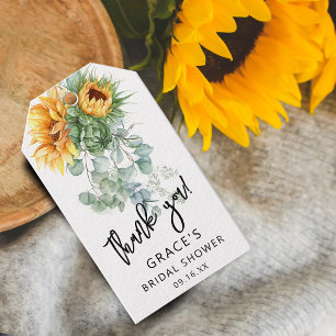Sunflower Eucalyptus Greenery Bridal Shower Favour Gift Tags