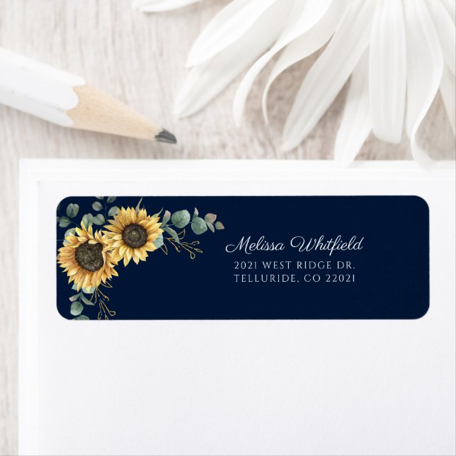 Sunflower Eucalyptus Greenery Return Address (Insitu)