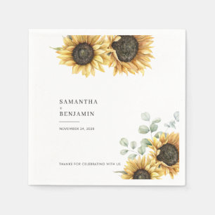 Sunflower Eucalyptus Greenery Wedding Napkin