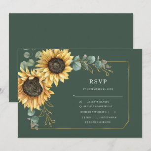 Sunflower Eucalyptus Greenery Wedding RSVP Card