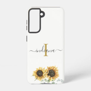 Sunflower Eucalyptus Monogram Script Modern Samsung Galaxy Case