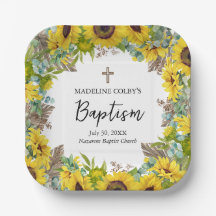 Sunflower Eucalyptus Palm Boho Square Baptism