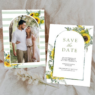 Sunflower Eucalyptus Photo Wedding Save The Date
