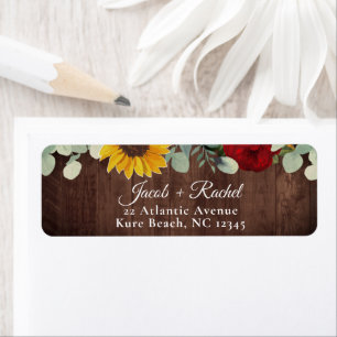 Sunflower Eucalyptus Rose rouge Mariage Adresse