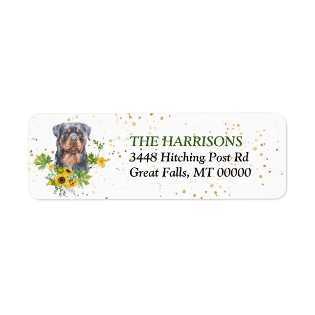 Sunflower Eucalyptus Rottweiler Adresse de retour (Devant)