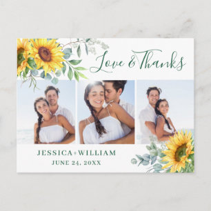Sunflower Eucalyptus Rustic Thank You 3 PHOTO Postcard