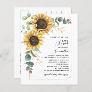 Sunflower Eucalyptus Script Baby Shower Invitation