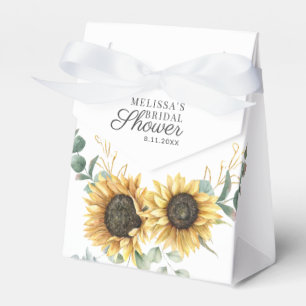Sunflower Eucalyptus Script Bridal Shower Favor Box