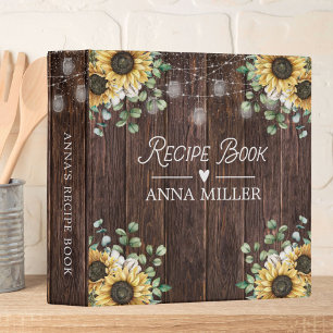 Sunflower Eucalyptus String Light Recipe Cookbook Binder