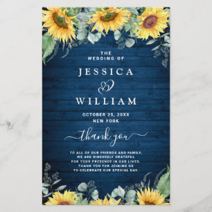 Sunflower Eucalyptus Wedding Ceremony Program