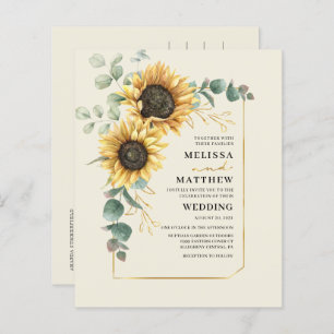 Sunflower Eucalyptus Wedding Floral Invitation