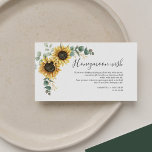 Sunflower Eucalyptus Wedding Honeymoon Wish Enclosure Card<br><div class="desc">For your cute honeymoon wish,  this enclosure card featuring sunflowers and eucalyptus leaves,  with gold leaves is perfect when you want to ask for a monetary contribution towards your honeymoon fund. 

Easily customize the message and add your names by clicking the "Personalize" button</div>