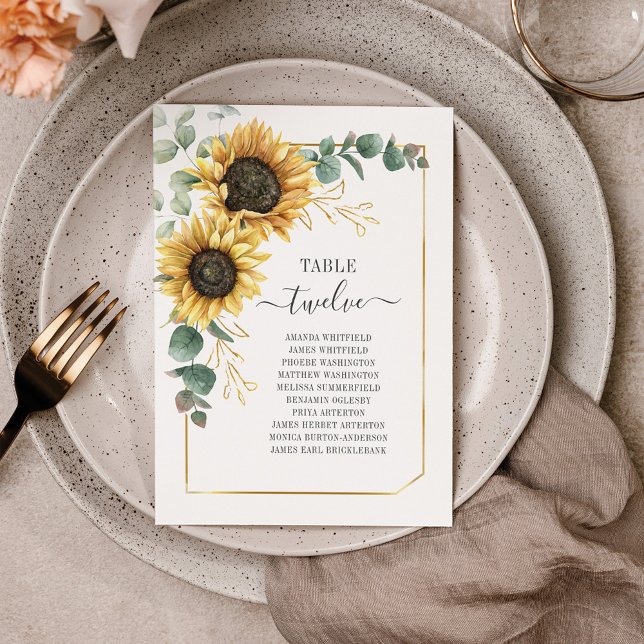 Sunflower Eucalyptus Wedding Table Number 12 (Creator Uploaded)