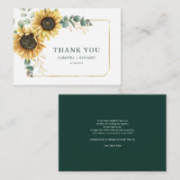 Sunflower Eucalyptus Wedding Thank You Card